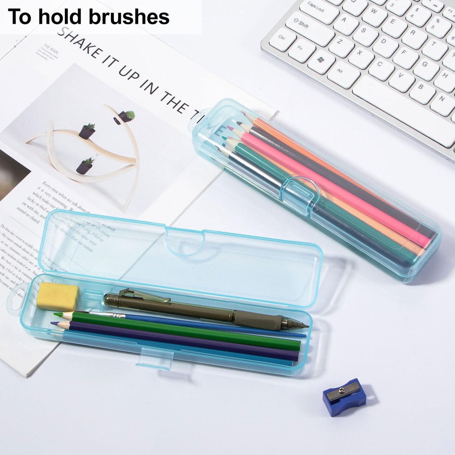 Yeeco Toothbrush Case 2 Packs, Transparent Blue Toothbrush Travel Case, Plastic Toothbrush Holder Travel Size, 7.87 x 1.85 x 1.18 inches Portable Toothbrush Case for Traveling