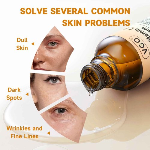 VGO Vitamin C Serum for Face, Vit C Anti Aging Serum with Hyaluronic Acid & Vitamina E, Deep Hydration Facial Care for All Skin Types, 1.01oz / 30ml