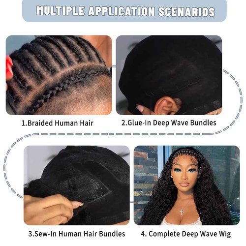 Deep Wave Bundles Human Hair 18 Inch 1 Bundle Human Hair 12A 100% Unprocessed Brazilian Virgin Hair Curly Weave Bundles Real Human Hair Extensions Natural Black
