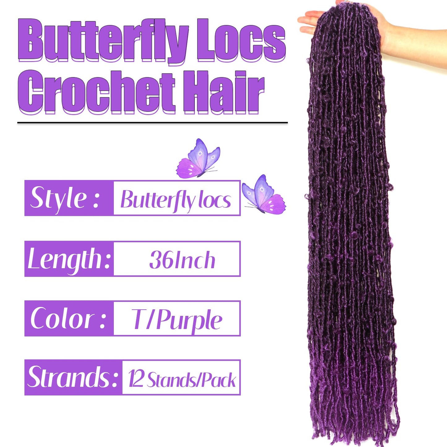 4 Packs 36 Inch Goddess Box Braids Crochet Hair Prelooped Crochet Hair Crochet Braids box braid crochet hair crochet braids hair for black women Jumpo Braiding Hair (1B/Purple#, 36 Inch(Pack of 4))