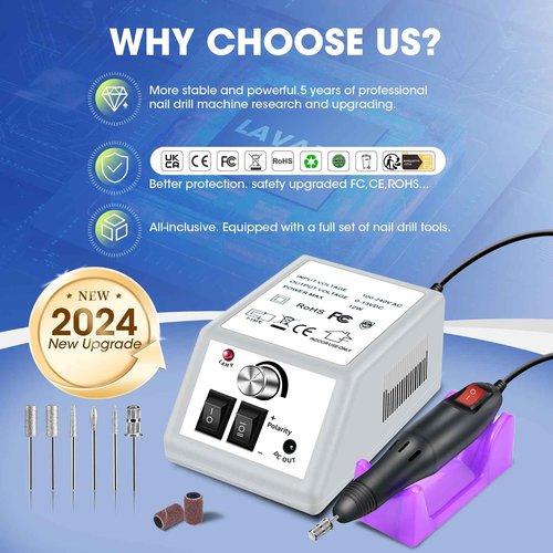 LAVAED Professional Electric Nail Drill Machine and Electric Callus Remover for Feet Waterproof Rechargeable Pedicure Kit