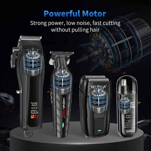 HIENA Professional Hair Clipper Set for Men, Cordless Clippers Set and Trimmer Kit, USB Rechargeable Electric Beard, Nose Hair Trimmer, Foil Shaver & Men's Facial Grooming Tool Kit, Gifts for Men