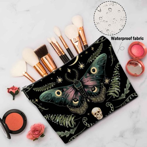 XFN Night Butterfly Moth Makeup Bag, Butterfly Gifts Cosmetic Bag Gothic Travel Pouch, Witchy Gifts for Women Girls Daughter Sisters Coworker Friends Bestie Friendship Graduation Birthday Gifts
