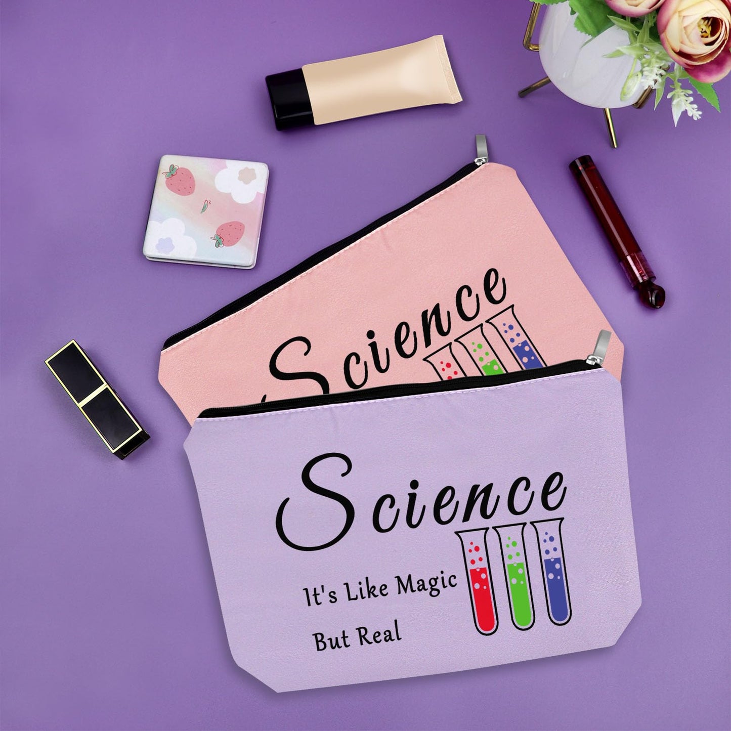 Sazuwu 3PCS Science Gifts for Women Makeup Bag Data Scientist Funny Gift Science Teacher Gifts for Adults Cosmetic Bag Science Lovers Gifts Ideas Science Themed Gifts Birthday Graduation Gift