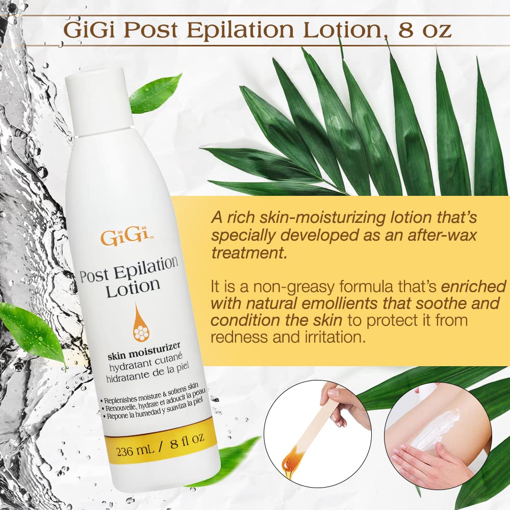 GiGi Post Epilation Lotion, Skin Moisturizer, Replenishes Moisture and Softens Skin, 8 fl. oz.