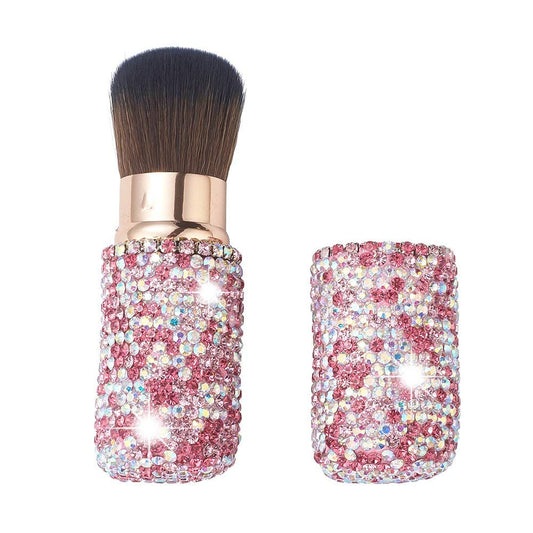 XhuangTech Bling Make Up Brush Crystal Makeup Travel Brushes Blusher Rhinestone Cover Foundation Highlight Blush Cosmetic Tools (Pink)