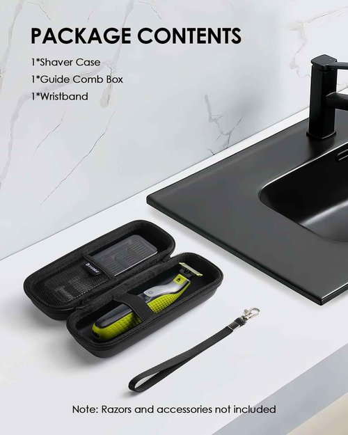 Yinke Hard Travel Case for OneBlade QP2520/QP2530/QP2620/QP2630 - EVA Waterproof Electric Trimmer & Razor Organizer with Guide Combs Storage Box, Black