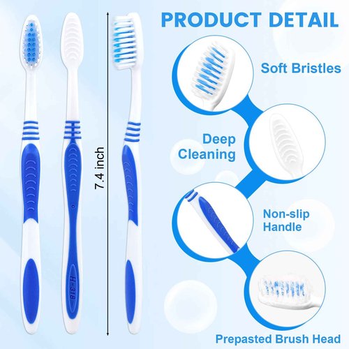 SLequipo 100 Prepasted Disposable Toothbrushes Individually Wrapped Pre Pasted Toothbrushes Soft Bristle Travel Tooth Brush Single Use Wrapped for Hotel, Camping, Travel and Gift for The Homeless