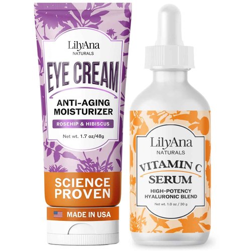 LilyAna Naturals Eye Cream 1.7oz and Vitamin C Serum 1oz Bundle