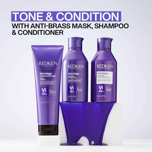 Redken Blondage Express Anti-Brass Mask For Blonde & Highlighted Hair - Ultra-Pigmented Purple Mask For Blonde Hair, 8.5 Fl Oz