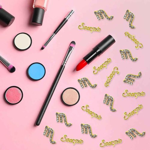 JERCLITY 20pcs Gold Alloy Scorpio Zodiac Nail Charms 10pcs Scorpio Sign Symbols Nail Charms 10pcs Scorpio Constellation Words Nail Charms for Nails（Scorpio Dates: October 24 to November 22）, JSP436