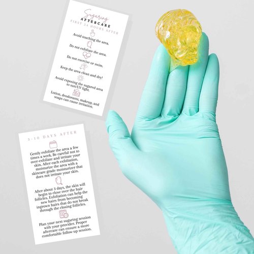 Sugaring Hair Removal Aftercare Cards | 50 Pack | 2x3.5” in Business Card | Sugaring Hair Removal Supplies | Waxing Supplies | White Card Design