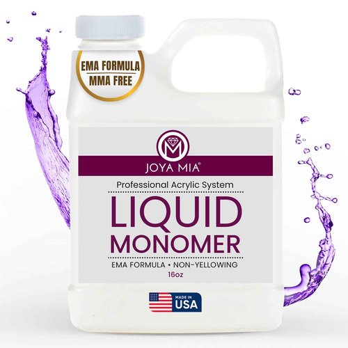 Liquid Monomer, Fast Setting Acrylic Monomer for Salon-Quality Nail Shaping and Acrylic Nail Powder Application, MMA-Free Nail Monomer with Superior Adhesion Formula, 16 oz - Joya Mia