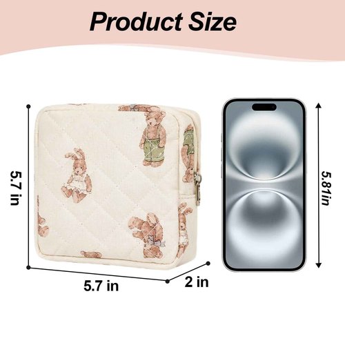 SXS LACONIC Small Makeup Bag for Purse,Quilted Cosmetic Pouch, Mini Make up Bags with Compartments Inside, Cute Cosmetic Organizer for Women, Travel Toiletry Bag