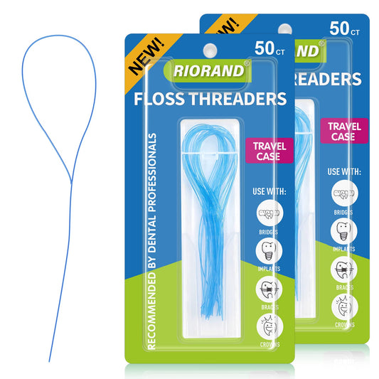 RioRand Floss Threaders,Essential Tool for Maintaining Oral Health with Braces, Bridges, and Implants 100 Count (Pack of 2)