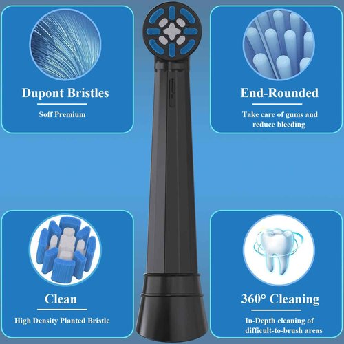 Replacement Toothbrush Heads Compatible with Oral b iO 3/4/5/6/7/8/9/10 Series Electric Toothbrush, Premium Grade Bristles, Black, 8 Pack