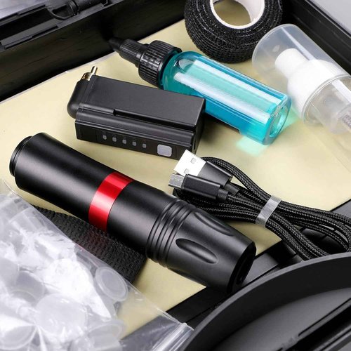 HAWINK Tattoo Pen Kit Rotary Gun Machine with Tattoo Power Supply 20Pcs Cartridge 7 inks 154KITP199-1