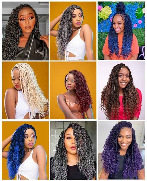 River Locs Crochet Hair for Black Women - Boho Goddess Locs Grochet Hair, Boho Hippie Loc(18" 6Packs T1B/purple#)
