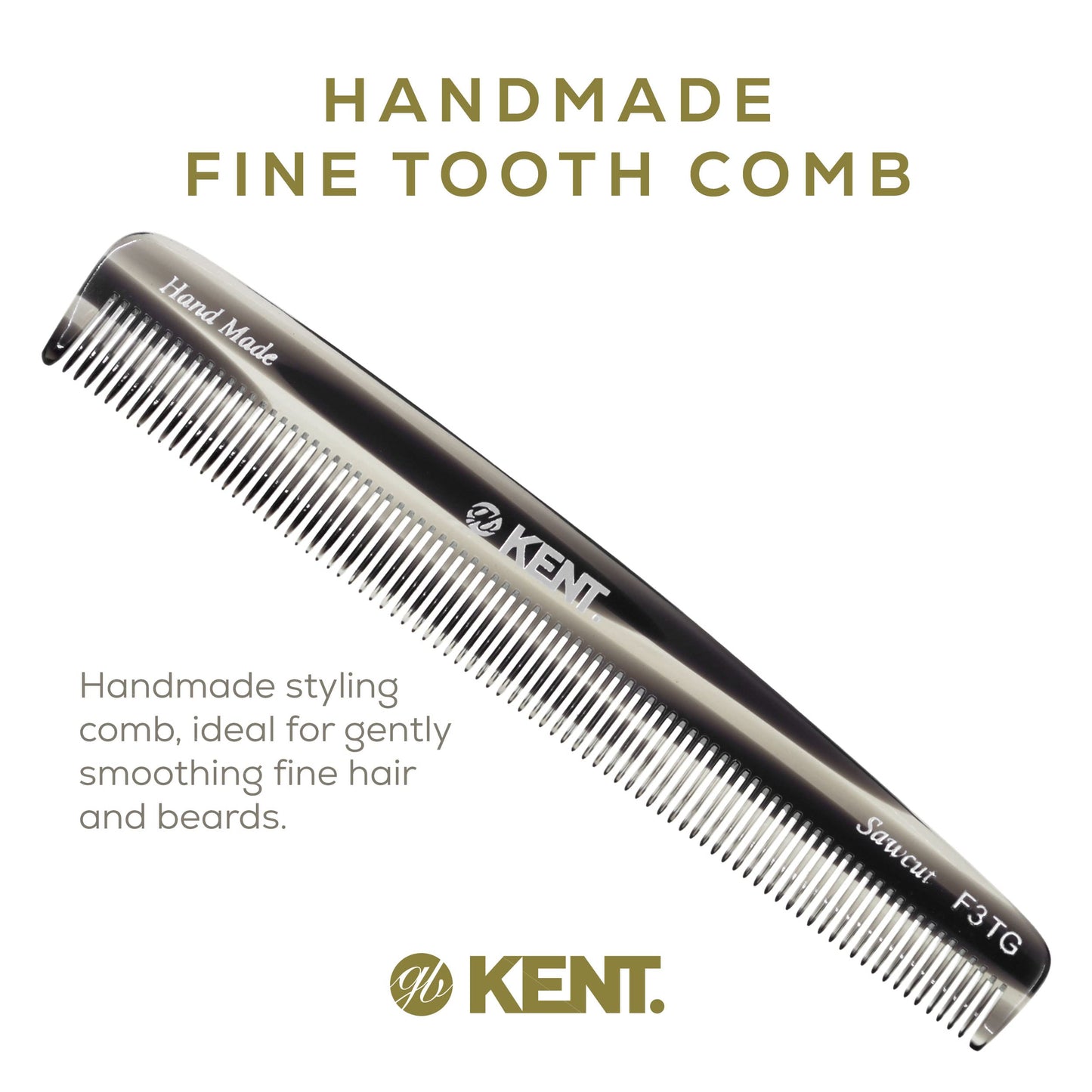 Kent F3T Fine Tooth Comb for Hair Care - Parting Comb and Combs for Men and Combs for Women - Dandruff Hair Comb, Kent Mens Combs for Hair Fine Teeth Comb Hair Comb Fine, Men Comb Comb for Women