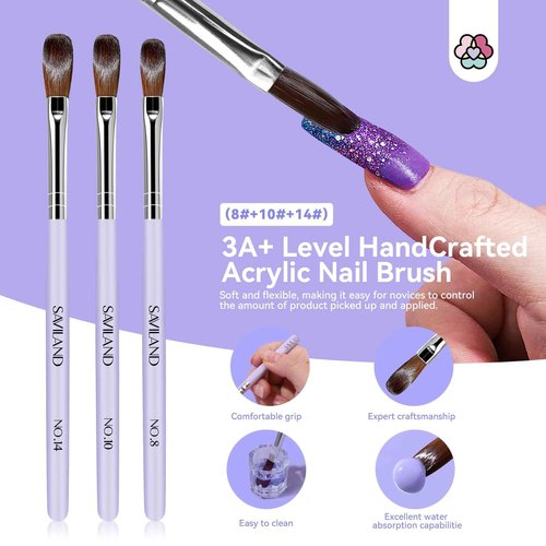 SAVILAND French Acrylic Nail Kit with Half Cover False Nail Tips 10 Sizes Acrylic Nail Tips with Glue