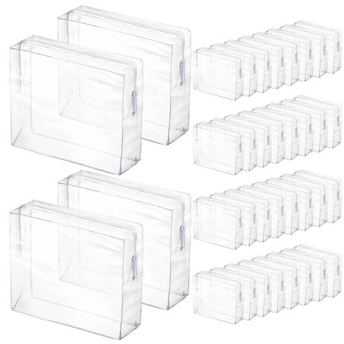 36 Pcs Mini Clear Makeup Bag Small Zipper Pouch Travel for Toiletries PVC Plastic Cosmetic Waterproof Toiletry for Women Men Vacation