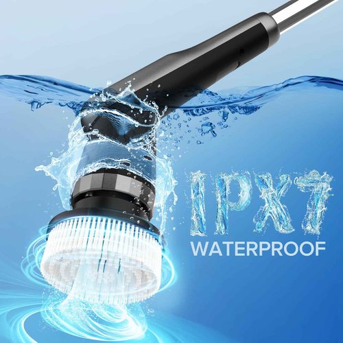 Dreazu G2-Pro Electric Spin Scrubber - IPX7 Waterproof 10-in-1 Shower Cleaner Brush, Retractable Handle & 2-Speed for Bathroom, Bathtub, Kitchen, Tile Floors