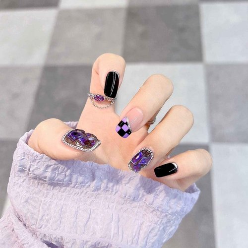Light Rain Small Size Hand-made Press on Nails, 3D Gel UV Finished False nails with Design by Professional Manicurist