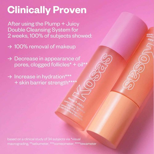 Kosas Plump + Juicy Cushiony Calm Botanical Cleansing Oil – Hydrating Makeup Remover for Sensitive Skin, Non-Greasy Oil Cleanser with Ceramides & Squalane for Soft, Soothed Skin