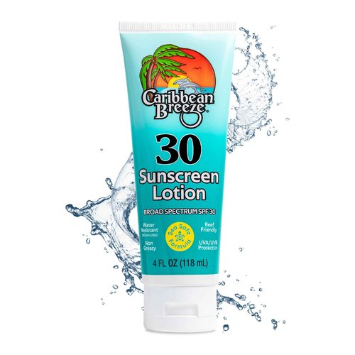 Coral Reef Safe Sunscreen SPF 30 Suntan Lotion, Mango Lime Scented Vacation Sunscreen, Reef-Safe Sunblock for Face & Body, Eco-Friendly, Water Resistant (80 Minutes), 4 Oz (120 mL) by Caribbean Breeze