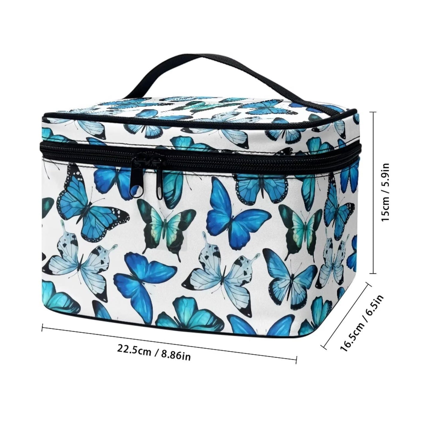 TOFRIMADE Butterflies Print Travel Makeup Bag for Women Cute Small Make Up Bags Teen Cosmetic Bag Toiletry Organizer Pouch Portable Zipper Cosmetic Skincare Case