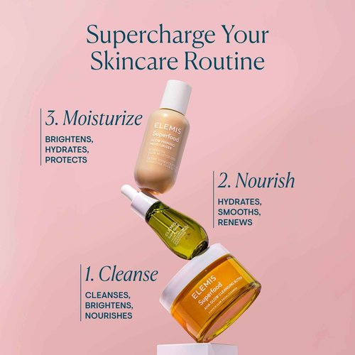 ELEMIS Superfood AHA Glow Cleansing Butter, Daily Skincare Facial Cleanser to Brighten, Nourish & Hydrate Skin, Facial Mask & Brightening Cleanser