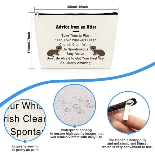 Otter Lover Gift Makeup Bag Sea Otter Gifts Inspiration Gifts for Best Friend Friendship Gift Cosmetic Bag Animal Lover Gift Birthday Christmas Graduation Gifts for Girls Women Travel Toiletry Pouch