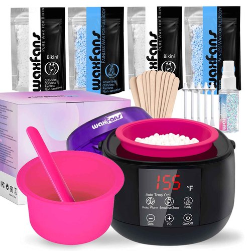 Safe At-Home Waxing Kit for Women– SmartTemp Technology Wax Kit for Hair Removal, 3 Auto Modes (Facial/Bikini/Body),Burn-Free Wax Kit for Sensitive Skin Brazilian Bikini Leg Eyebrow Full Body