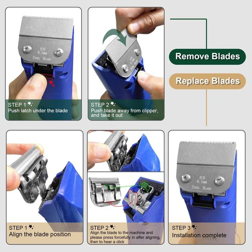 2 Packs Model #64160 Professional Detachable Replacement Stainless-Steel Blades,Cut Length 1/150"(0.1mm),compatible with Andis Ultraedge Outliner Blade/oster Classic 76/Star-Teq/Power-Teq/A5 Clipper