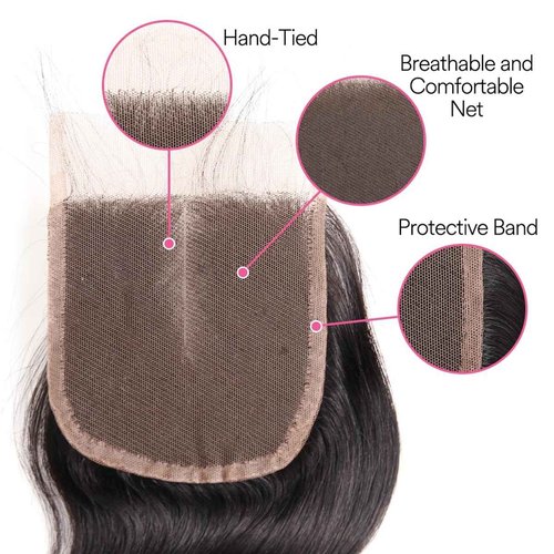 Smoothair 4x4 Lace Closure Body Wave Lace Front Human Hair 18 Inch Ear to Ear HD Frontal Closures Human Hair Extensions for Black Women Free Part 150% Density Natural Black Color
