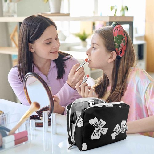 wekareda Cosmetic Bag for Women Reliable Makeup Bag Roomy and Portable, Versatile Purse Travel Toiletry Bag, Accessories Organizer Storage SBS Zipper Pouch for Women Girls and Moms Gifts (Black)