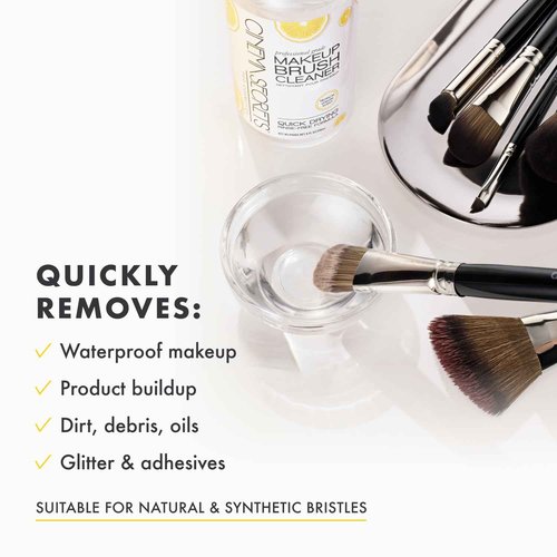 Cinema Secrets Original Makeup Brush Cleaner Kit - Professional Cleanser + Cleansing Tin for Makeup Brushes - Quick-Drying, Rinse-Free Formula - Removes Stubborn Waterproof Make Up - Lemon (8 fl oz)