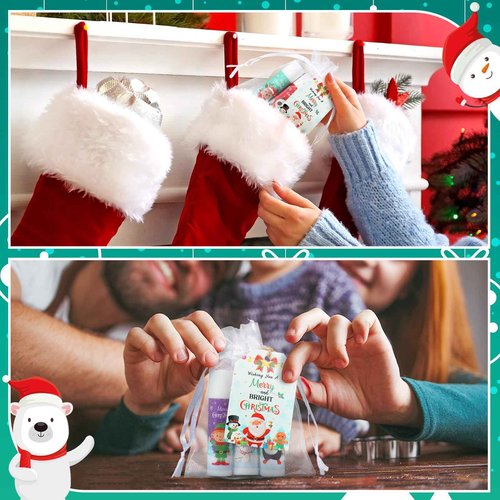 Dunzy 50 Set Christmas Favors Lip Balm Gifts Bulk Xmas Supplies Souvenirs Goodies Moisturizing Lip Care Products Small Thank You Appreciation Gifts for Guest Boys Girls (Santa Style)