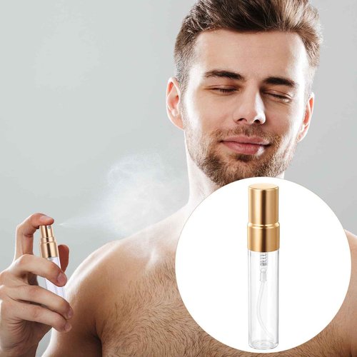 Xthrotsenk 20 Pack 5ml Atomizer Glass Spray Bottles Mini Spray Bottles Glass Perfume Bottle Decant Bottles Gold Mini Sample Bottle Small Tiny Spray Bottle Refillable Mist Travel Sprayer