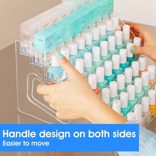 2 Pack Acrylic Nail Polish Organizer 84 Bottles of 7 Layers Acrylic Display Rack Clear Nail Polish Paint Organizer Holder Rack Eyeglasses Shelf Essential Oils Holder Stand No Tool Needed Assembly