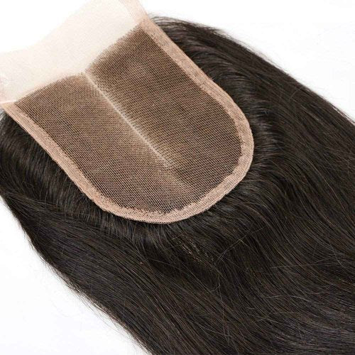 SINGLE BEST Brazilian Human Hair Bundles with Closure 10A Straight Bundles with Lace Closure 3 Bundles Human Hair with Lace Closure Free Part Natural Color (Straight, 8 8 8+8inch)