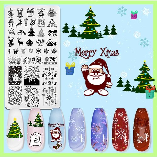 Biutee Nail Stamping Plates Set 10pcs Nail Art Stamp Plates 8pcs Stamping Gel Polish Stamper Scraper - Nail Stamper Kit Flower Leaves Animal Lace Christmas Design Nail Stamp Plate