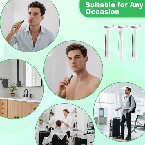 Disposable Razors Bulk, Razors Individually Wrapped Bulk, Travel Razors Bulk With Shaving Cream For Hotels, Shelters, Homeless, Nursing Homes, Charities, Churches, Green (60-PACK)