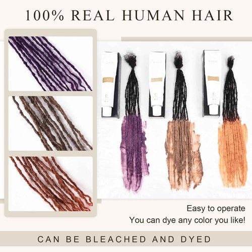 DAIXI Handmade Interlocking Sisterlocks Curly Tips 100% Real Human Hair Permanent Micro Locs Extensions Natural Looking Soft Dreadlocks Can Be Bleached and Dyed.(1B - 0.2cm, 6 Inch 30 Strands)