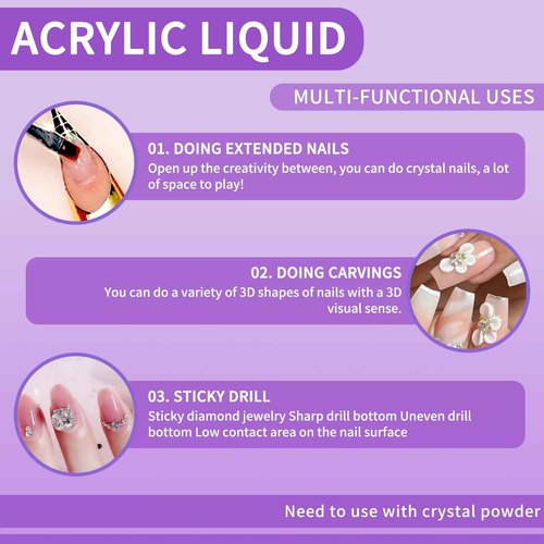 Gadcrystal Monomer Acrylic Nail Liquid,Nail Acrylic Liquid 500ml/17fl.oz,Acrylic Liquid for Nails,Acrylic Liquid Monomer,Acrylic Liquid for Acrylic Powder Nails Extension for Nail Art
