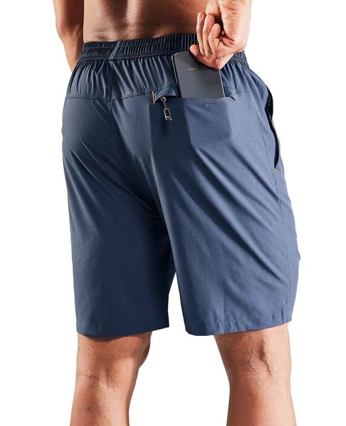 MIER Men's Athletic Shorts Dry Fit Workout 7" Lightweight Sports Gym Running Shorts Basketball Training with Zipper Pockets, Deep Blue, Medium