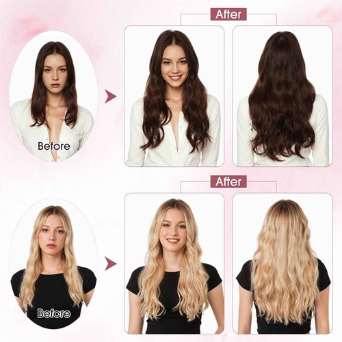 S-noilite One Piece Clip in Human Hair Extensions 5 Clips 3/4 Full Head Clip on Remy Hair Extension For Women Lighter One-Piece Design 16Inch 45g Dark Brown