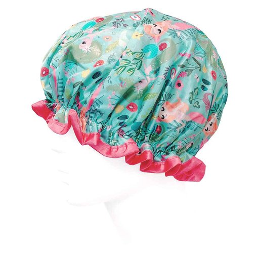 Wrapables® Stylish Double Layer Waterproof Shower Caps (Set of 4), Llamas & Ocean Fun
