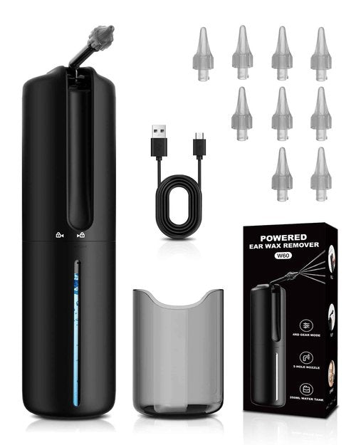 Upgraded Ear Wax Removal, Electric Ear Cleaner, Safe and Efficient Ear Cleaning, 4 Pressure Modes, 10 nozzles, Electric Earwax Cleaning Kit for Earwax Buildup