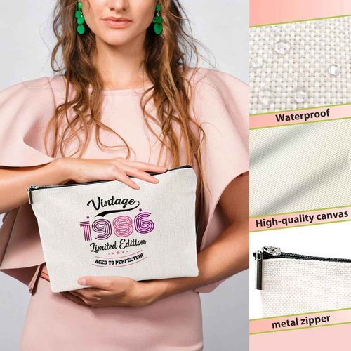 HODREU 40th Birthday Gifts Women Unique Makeup Bag 40th Birthday Decorations Party Favors Anniversary 40 Year Old Birthday Gifts for Women Her Mom Sister Mother Boss Cosmetic Bag